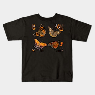 Orange and Brown Butterflies Repeating Kids T-Shirt